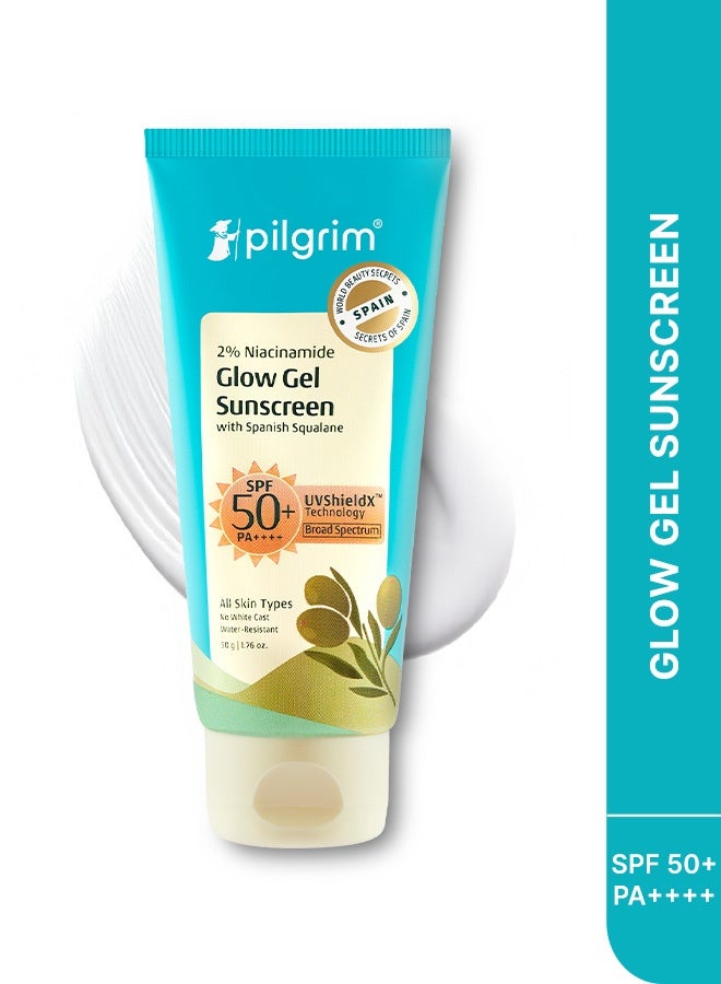 2% Niacinamide Glow Sunscreen Spf 50 +++ (50Gm) For Men And Women With Spanish Squalane | Enhances Glow, Broad Spectrum, Non-Greasy, No White Cast & Prevents Tanning | All Skin Types