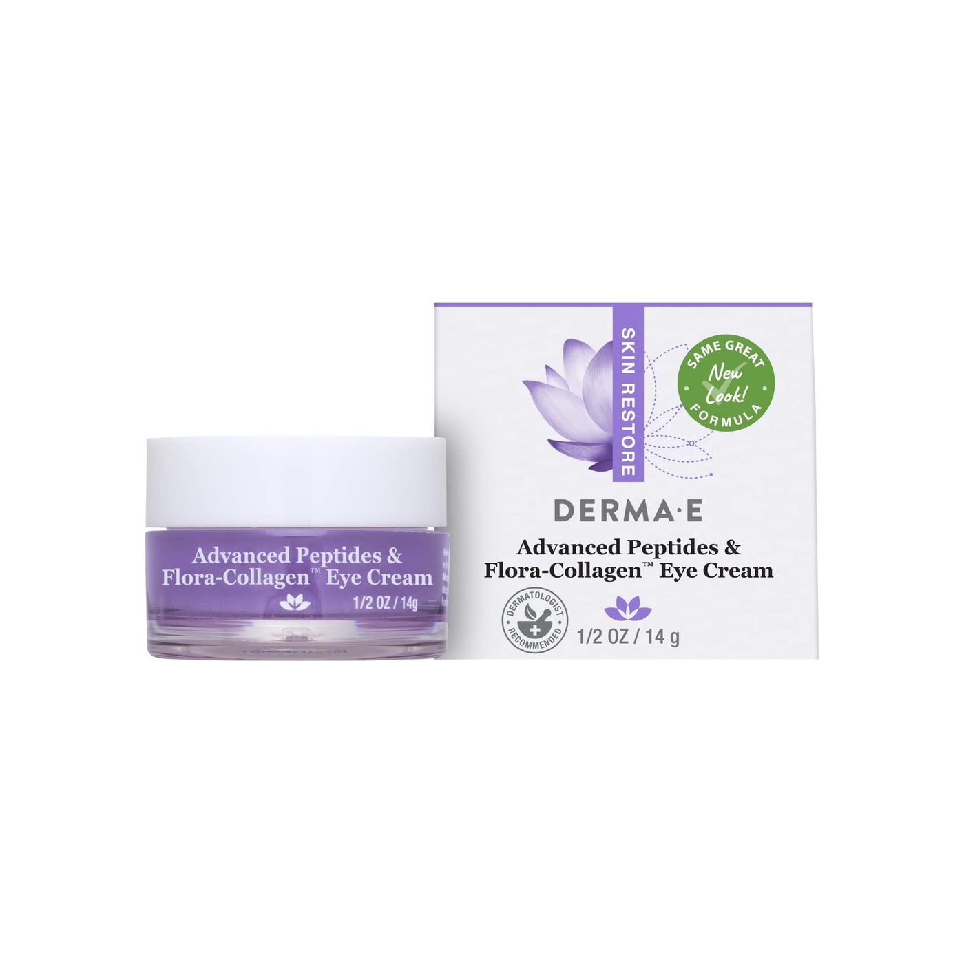 Derma E Advanced Peptides and Vegan Flora-Collagen Eye Cream â€“ Double Action Collagen Eye Cream with Peptide Complex â€“ Firming & Hydrating Under Eye Treatment â€“ All Natural Moisturizer Cream, 0.5oz