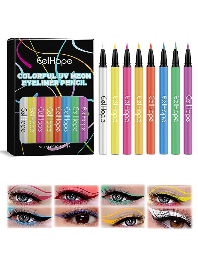 8-Color Liquid Eyeliner, Waterproof Smudge-Proof Precision Felt Tip, Long-Lasting Matte Finish