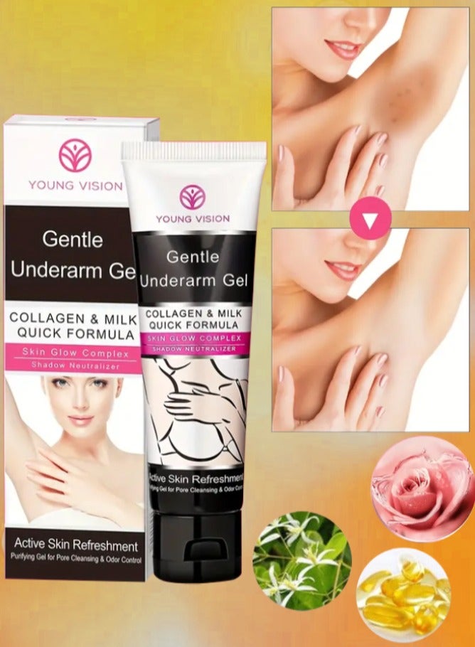 50ml Gentle Underarm Whitening Cream Skin Brightening gel with Collagen and Milk Quick Formula Skin Glow Complex Shadow Neutralizer Whitening Cream Pore Cleansing and Oduor Control