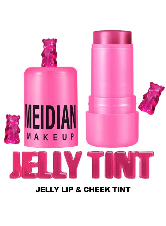 Meidian make up, Jelly Lip & Cheek Tint Blush Cream,Fruit Jelly Blush and Lip Tint Stick – Lip Nourishment and Cheek Radiance#01