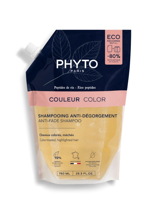 Phyto Color Anti-Fade Shampoo Eco-Refill, Color-Protecting Shampoo for Color-Treated & Highlighted Hair, Sulfate & Silicone-Free 750ml
