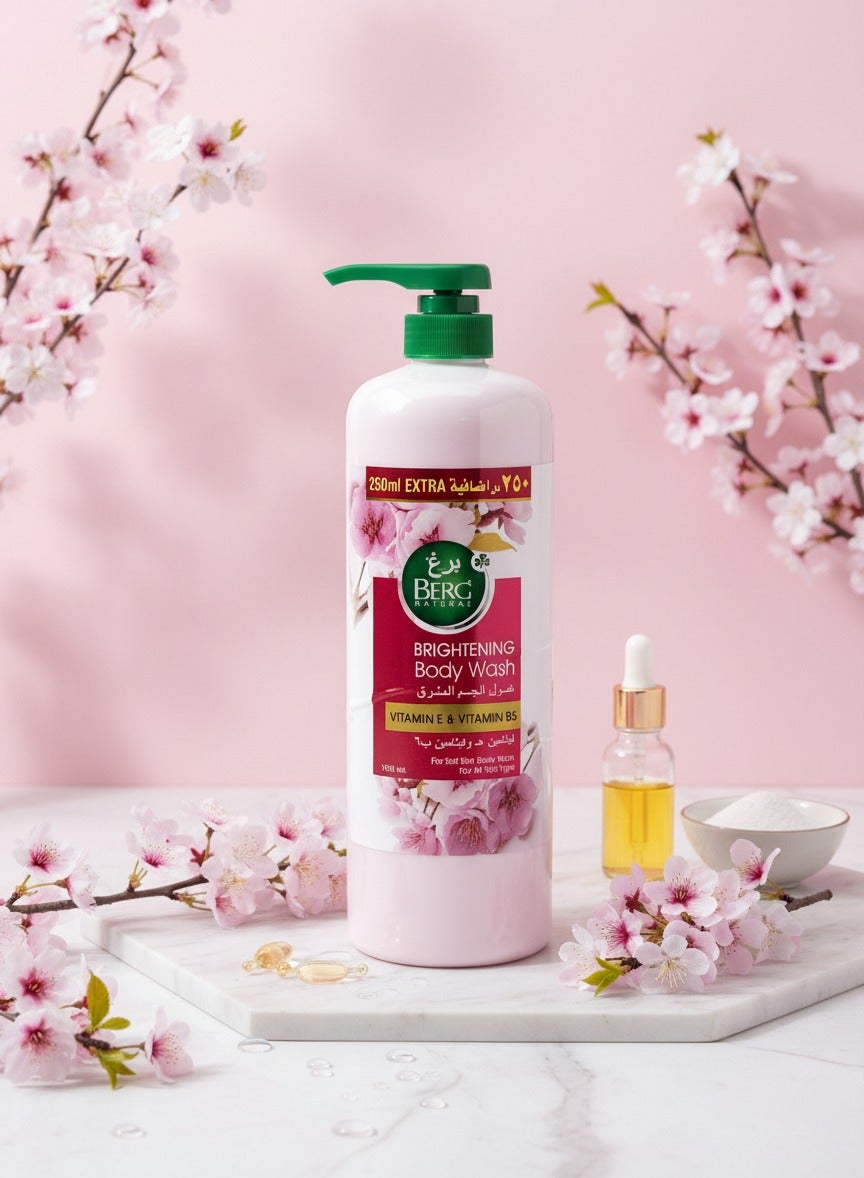 Berg Natural Vitamin E & B6 Brightening Body Wash – Nourishing Formula for All Skin Types (1250 ml)