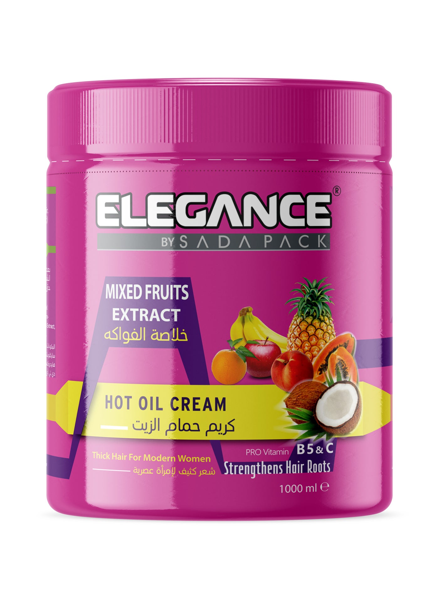 Elegance Hot Oil Keratin Cream - Mixed Fruits 1000ml - Advanced Hair Repair and Growth Treatment