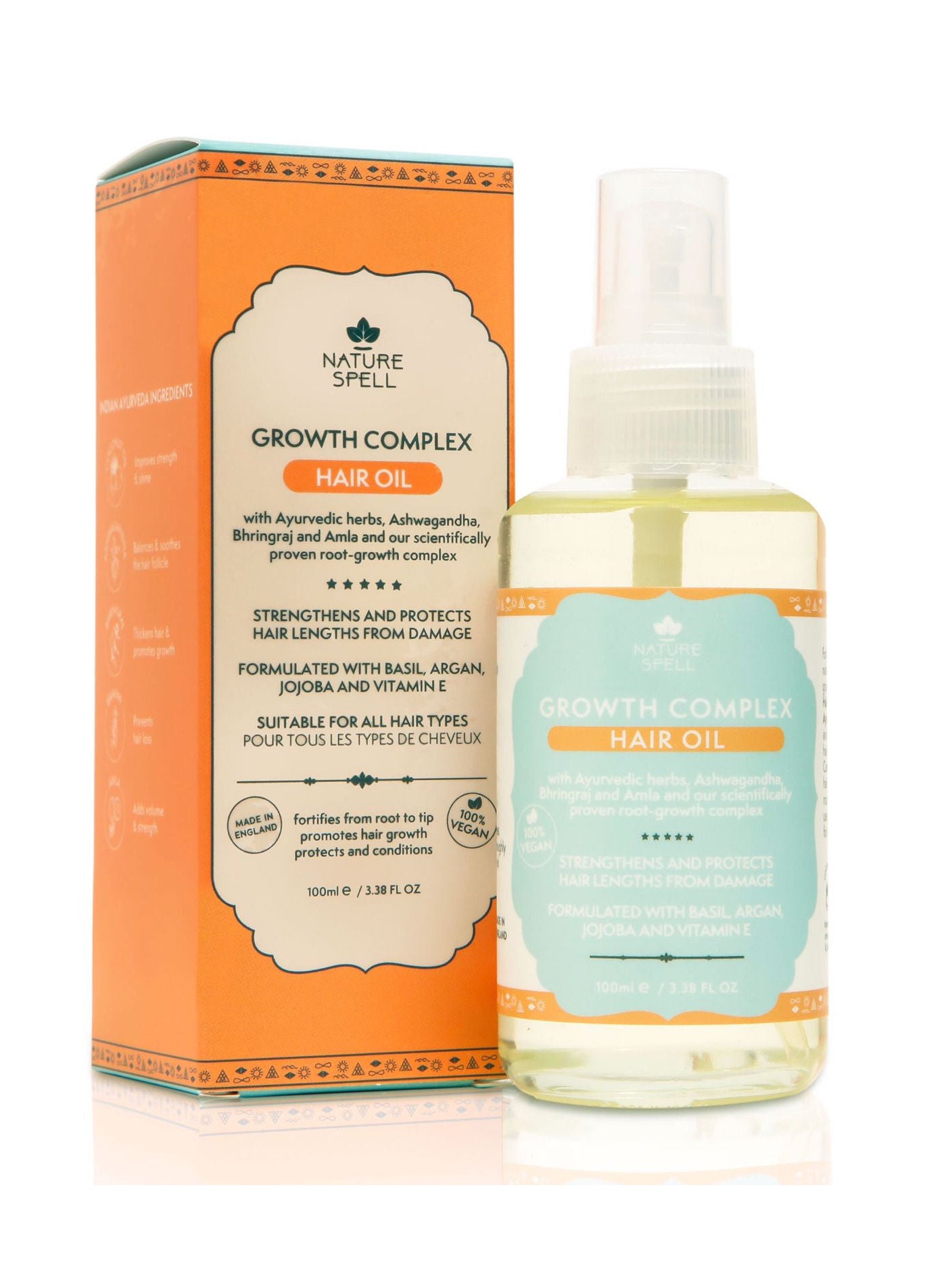 Nature Spell Growth Complex Hair Oil 100ml - Ayurvedic Hair Strengthening & Growth Treatment