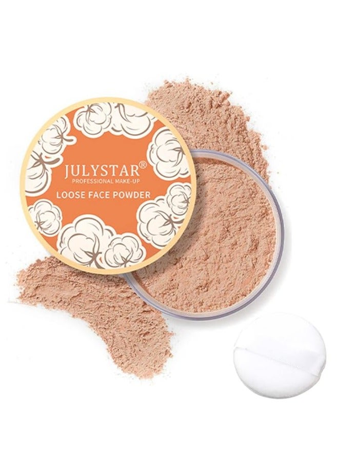 Loose Face Powder, Oil Control Face Pressed Powder,Loose Baking Face Setting Powder Makeup, Natural Matte Smooth Setting Powder Long-lasting Waterproof,8g (03# Dark Skin Tone)