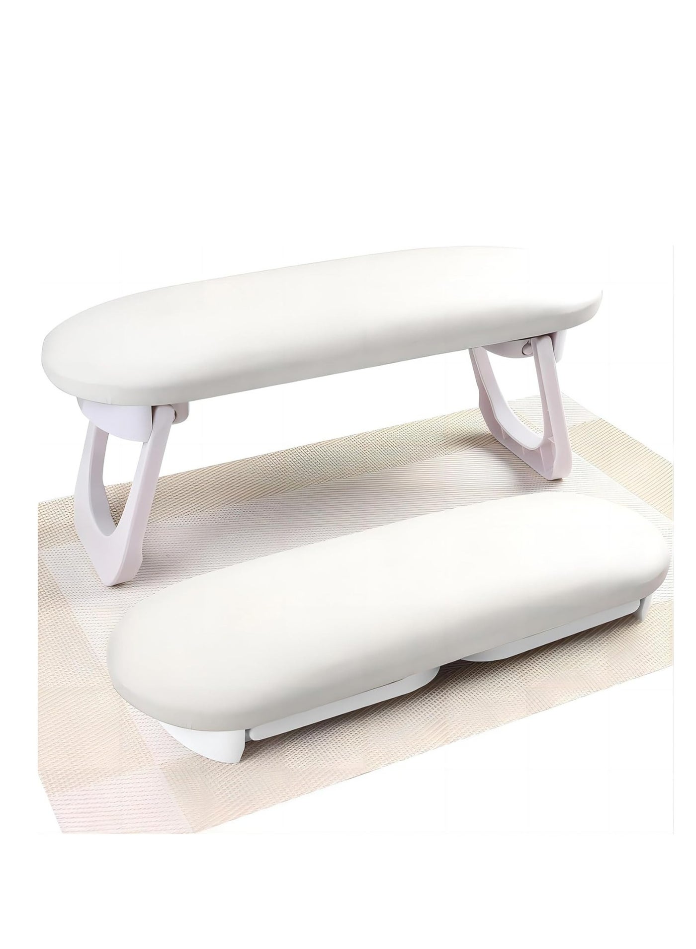 COOLBABY Manicure Armrest Foldable Manicure Hand Rest PU Leather Soft Sponge Hand Rest Manicure Hand Pillow Holder with PVC Table Mat Suitable for Nail Salon Use and Decoration (White)