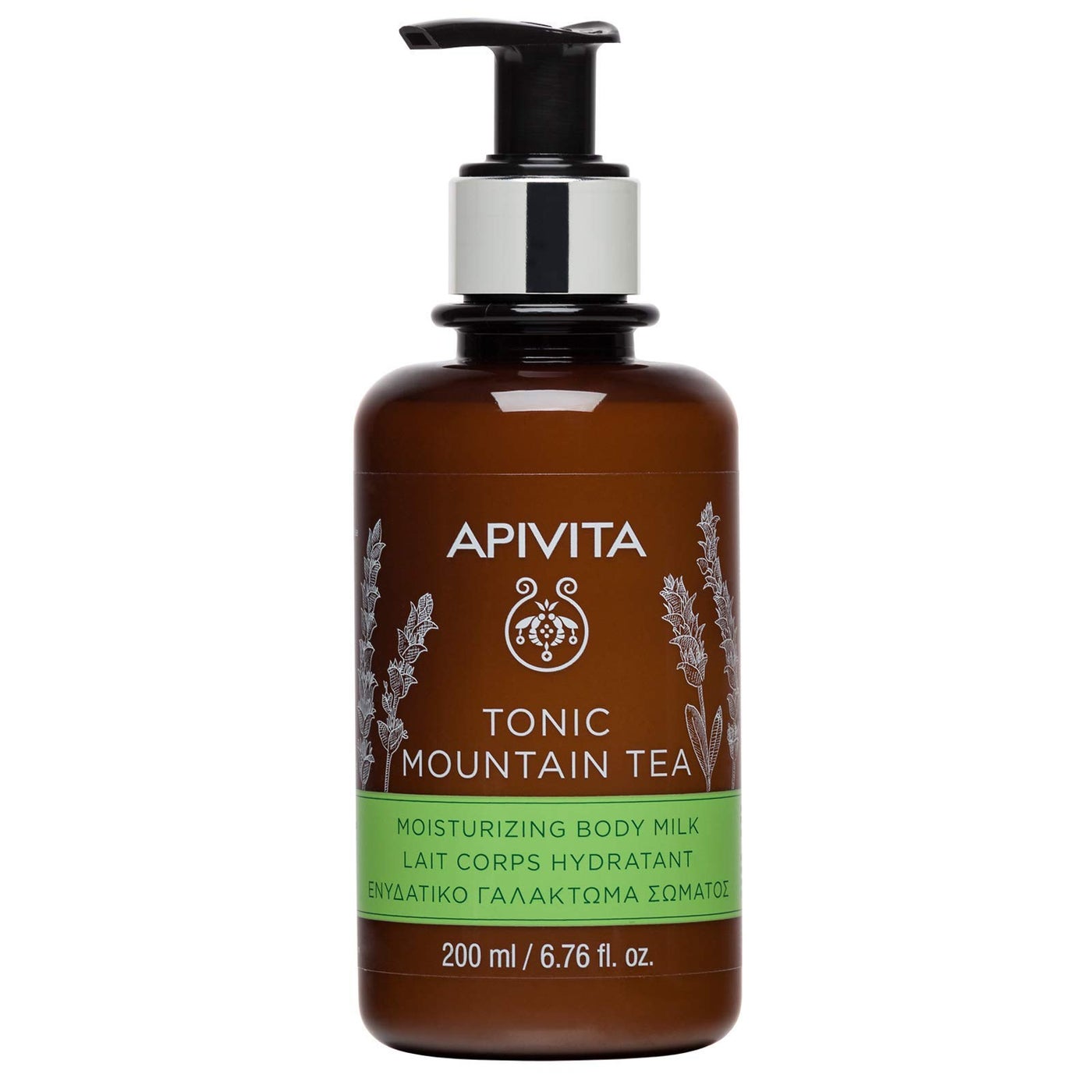 Apivita Tonic Mountain Tea Mousturizing Body Milk | Moisturizes, Softens Tones & Revitalizes with Mountain Tea & Propolis, 200 mL / 6.67 oz