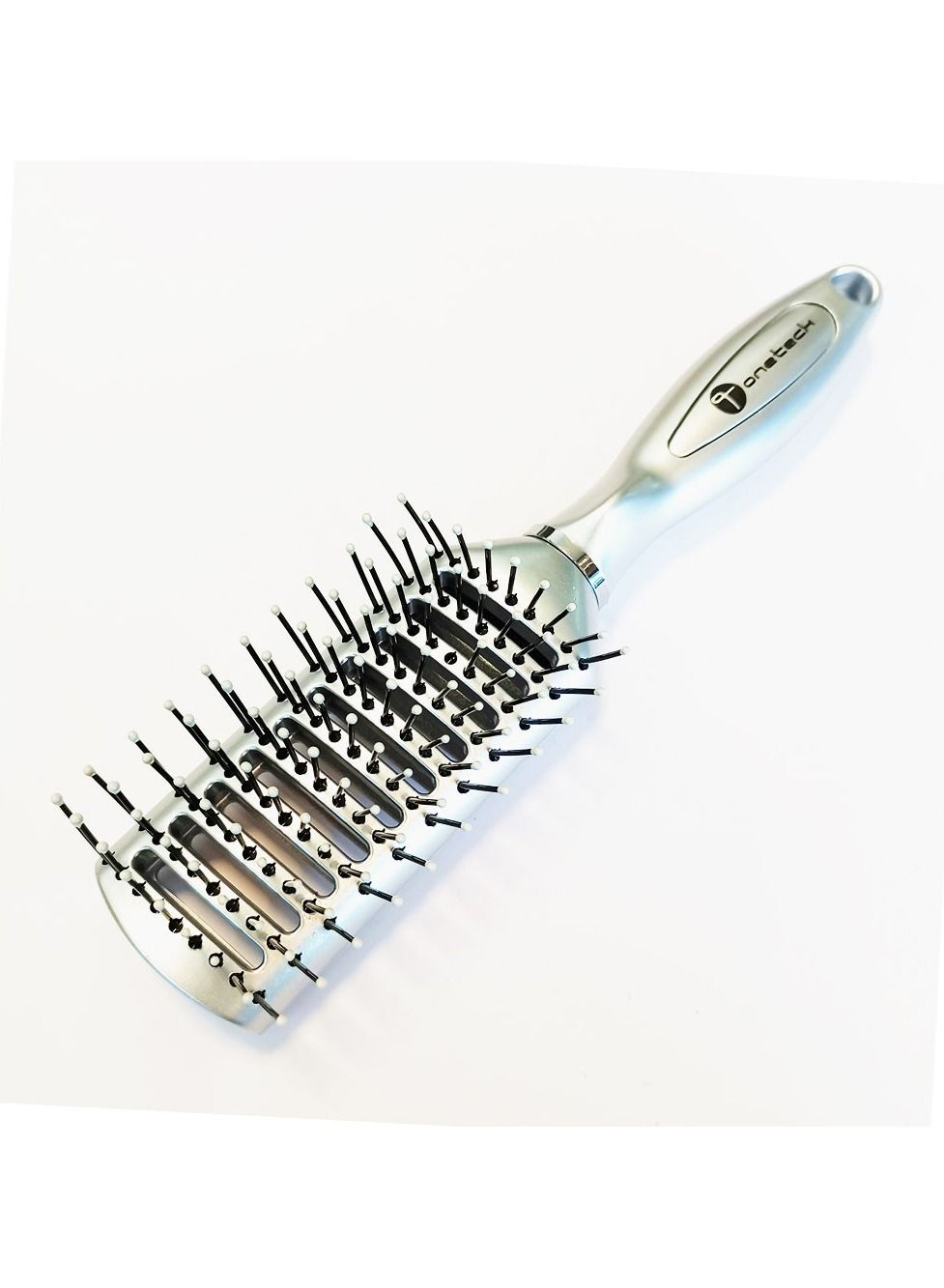 Onetech Detangling Vent Hair Brush – Metallic Silver Vent Brush for Quick Drying & Tangle-Free Styling, 1 Pc