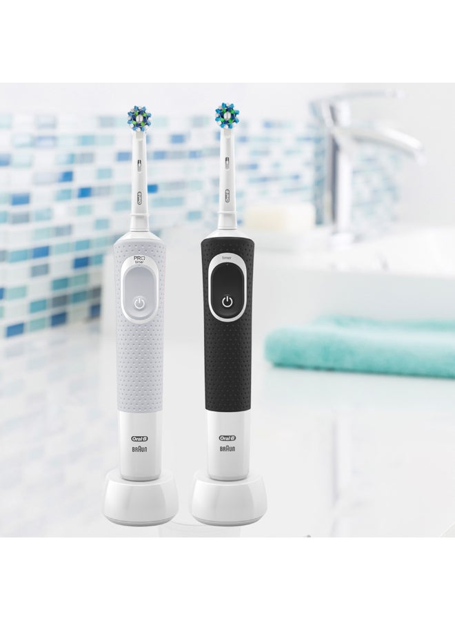Vitality D100 Black And White 1+1 Free Bundle Electric Rechargeable Toothbrush, 2 Minutes Timer, Cross Action Brush Head, With Uae 3 Pin Plug - image 4