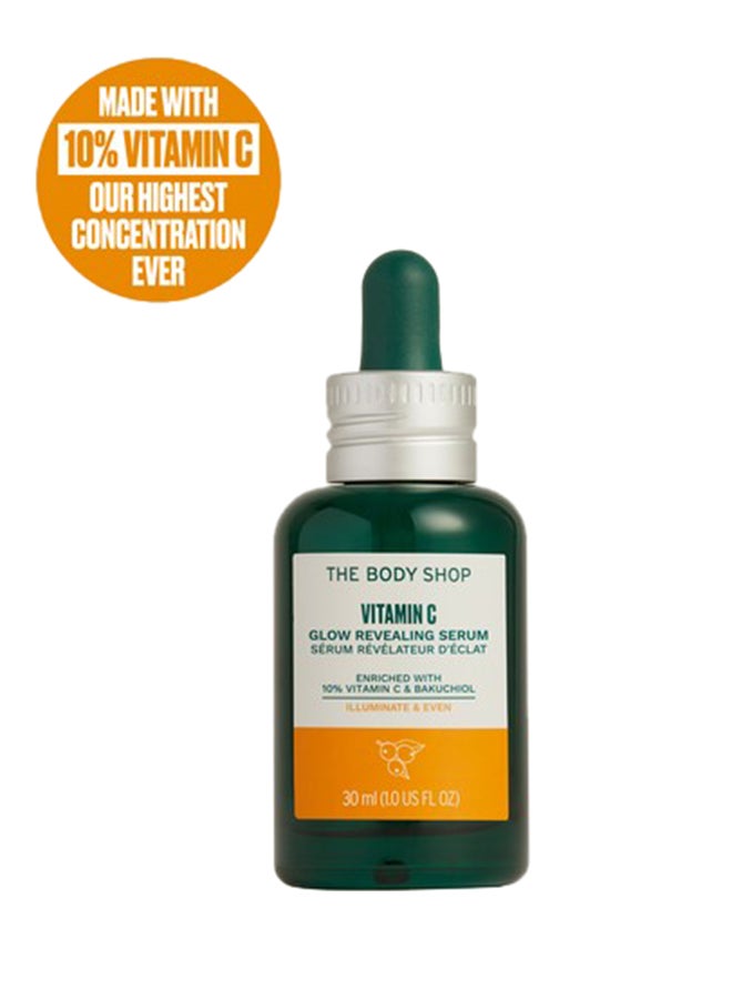 Vitamin C Glow-Revealing Serum – Brightening Face Serum with 10% Natural Origin Vitamin C & Bakuchiol | Reduces Uneven Skin Tone, Boosts Radiance, Improves Skin Texture | Lightweight, Fast Absorbing, Suitable for Dull Skin, 30ml