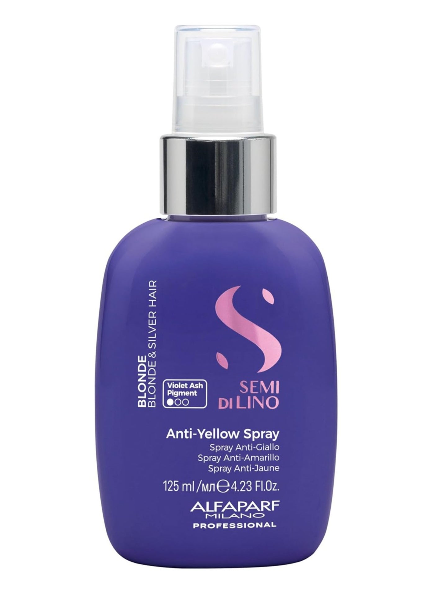 Semi Di Lino Blonde Anti-Yellow Spray 125ml | Leave-In Spray for Blonde And Silver Hair, Neutralizes Yellow Tones, Adds Shine And Protects Hair Color