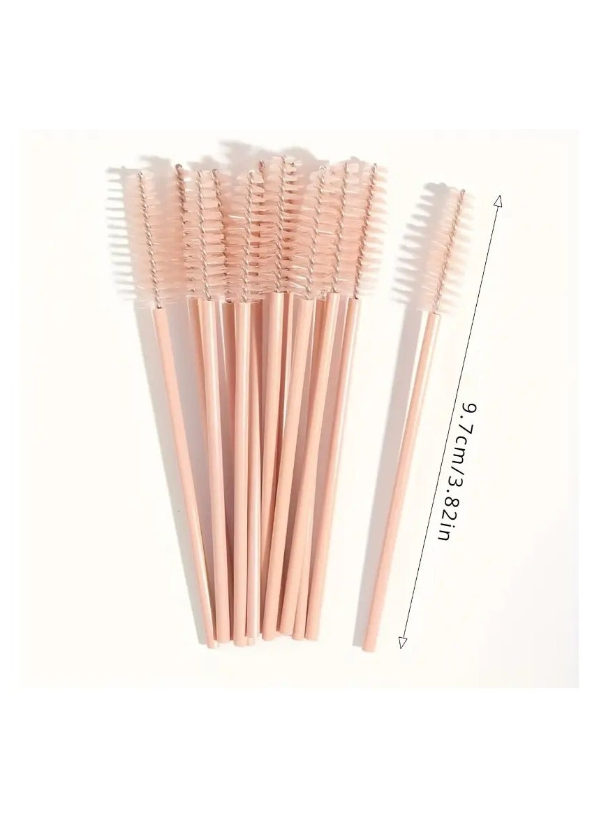 This Advanced Khaki Mascara Brush Is a User-Friendly Tool for Applying Mascara And Shaping Eyebrows, Featuring 50 Brushes, Perfect for Both Professional Makeup Artists And DIY Lovers.