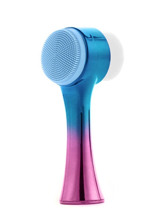 Facial Cleaning Brush 2 In 1  Double Sided With Soft Bristles and Silicone Exfoliating Pad Manual Facial Massager Tool