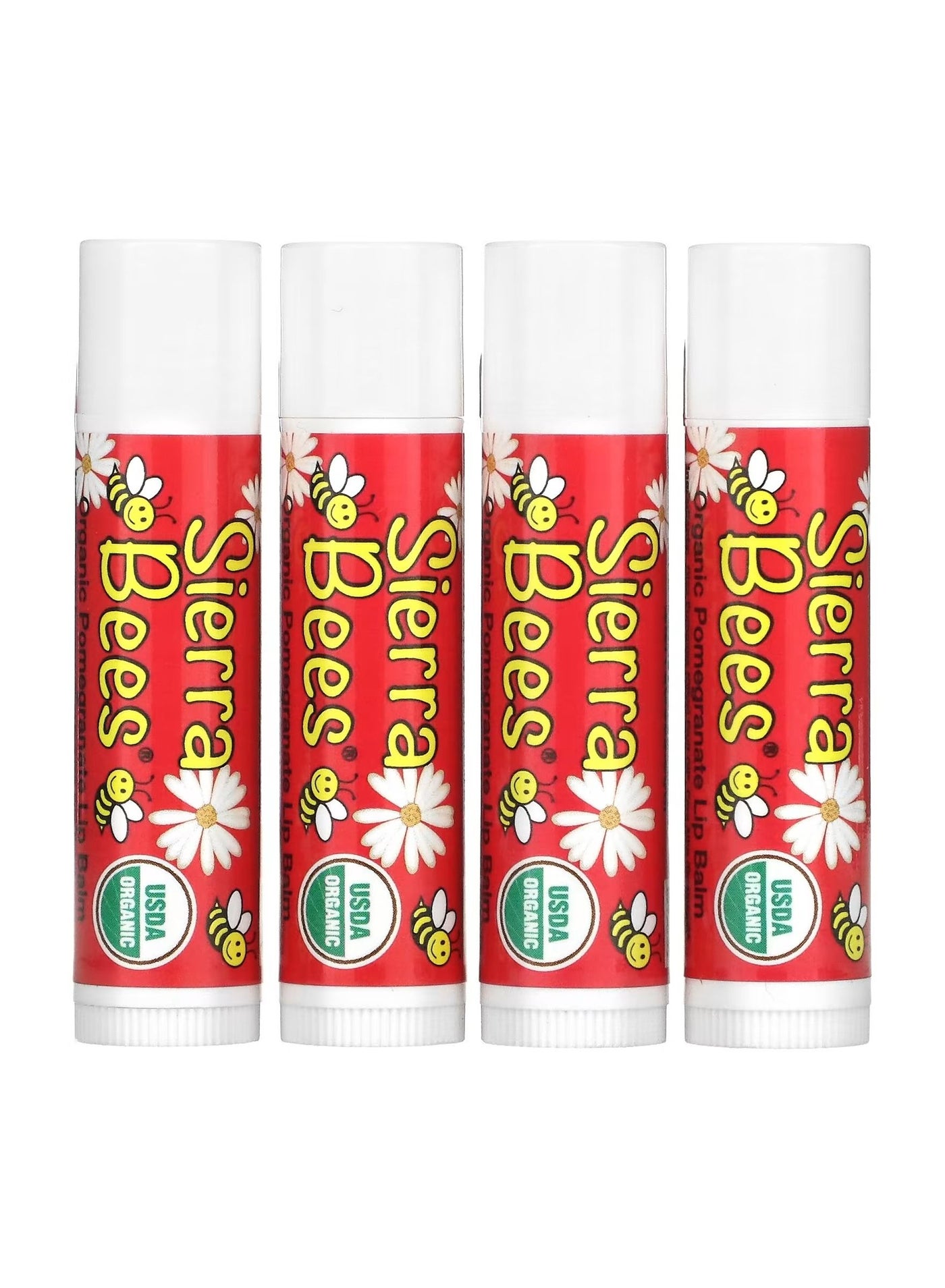 Organic Lip Balm Pomegranate 4 Packs 15 oz (4.25 g) Each
