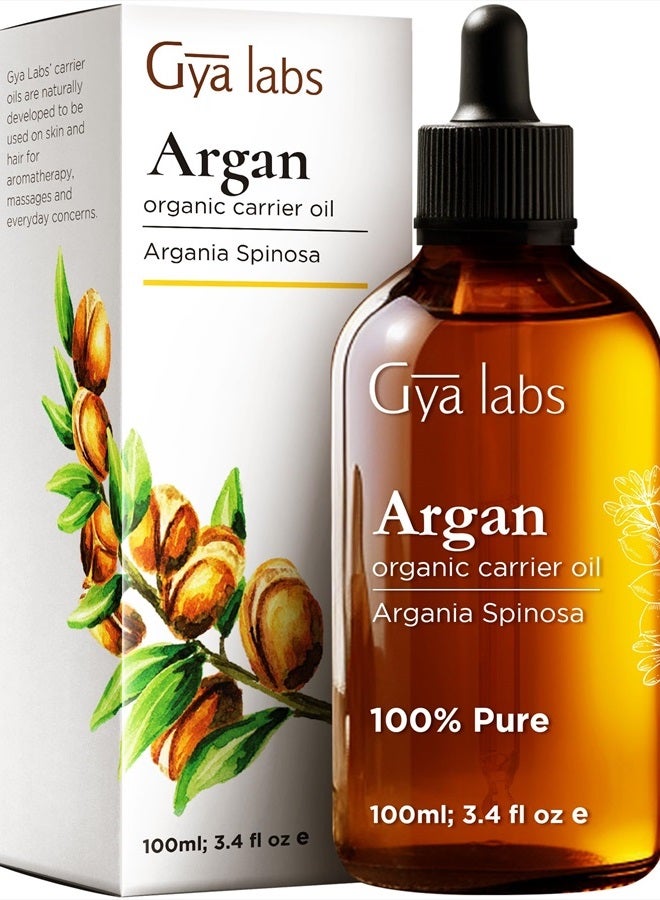 Organic Argan Oil for Hair - Pure Cold-Pressed Moroccan Argan Oil for Skin & Face - Moisturizing Argan Hair Oil for Lotions, Soaps & Hair Conditioners (3.4 fl oz)