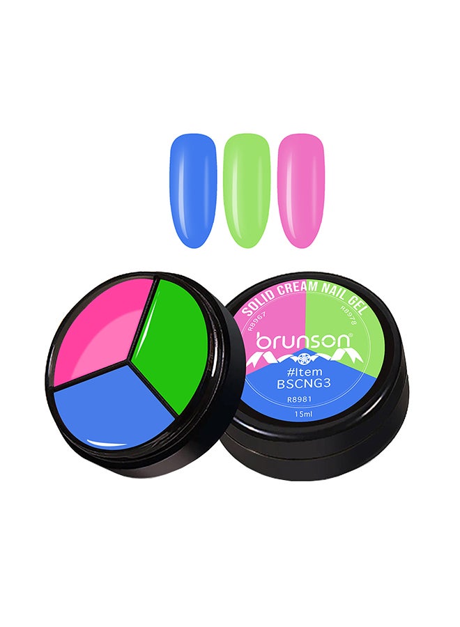 3Colors 3 in 1 Nail UV Gel Polish Cream Gel Nail Polish Soak off Solid Color Gel Nail Art Manicure Gel 15ml BSCNG3