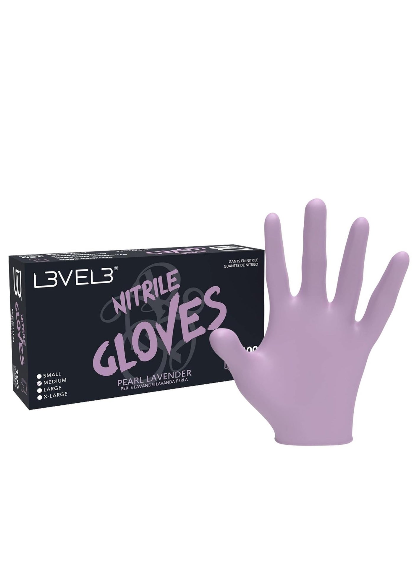 Level 3 Nitrile Gloves - Professional Heavy Duty Disposable Gloves - Latex Free - Fits Snug - Box of 100 - Large