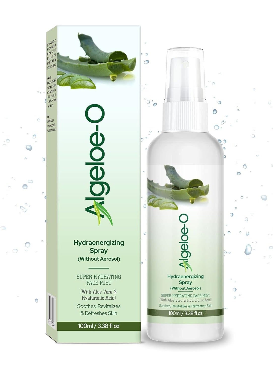 ALGELOE-O Hydraenergizing, Super Hydrating Face Mist Spray with Aloe vera & Hyaluronic acid for Instant Skin Moisturization, Revitalizes & Refreshes Normal Oily Dry & Sensitive skin- 100 ml