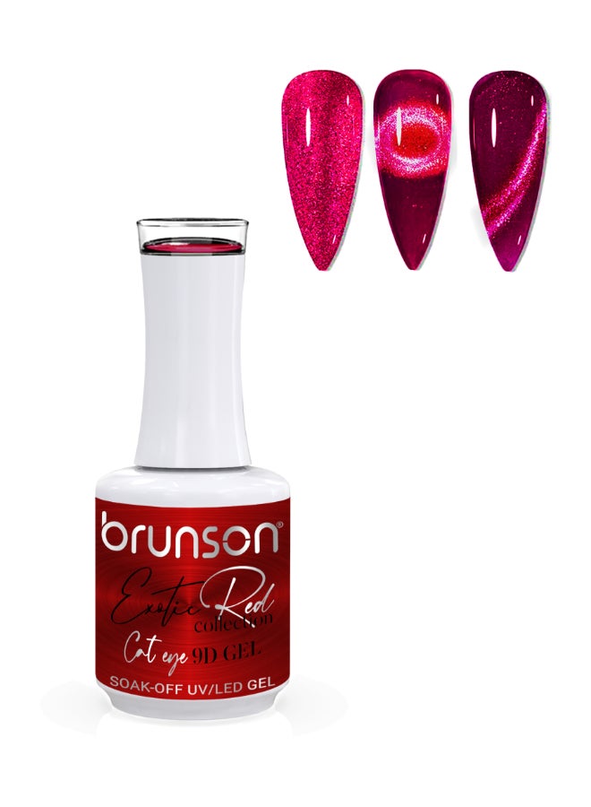 Universal Cat Eye Gel Nail Polish Exotic Red 9D Magnetic Nail Polish Glitter Shimmer with Magnetic Soak Off  UV LED Gel Polish Nail Art paint  BER9D15