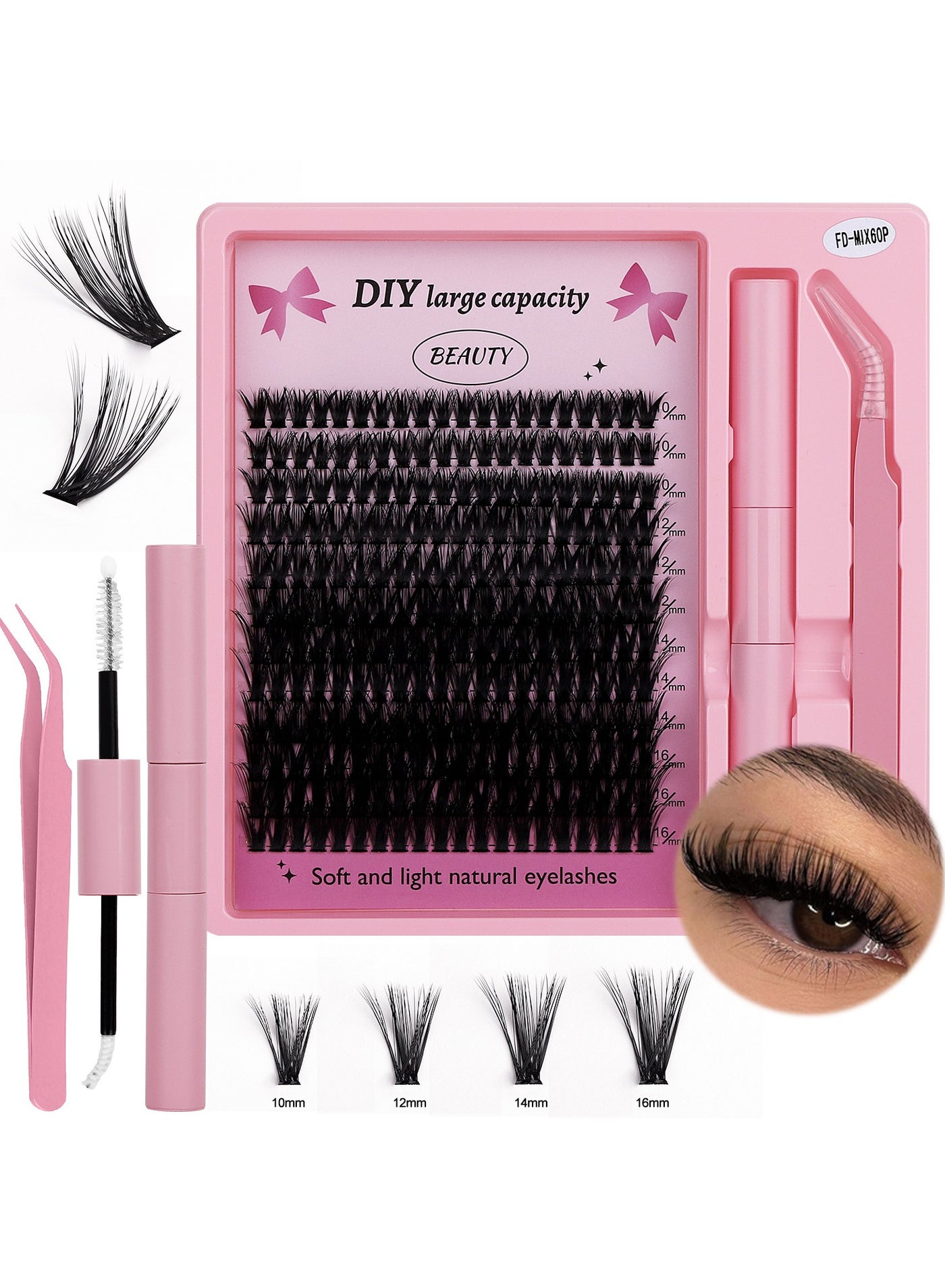 False eyelashes set single cluster large capacity thick eyelashes set segmented hot melt eyelashes
