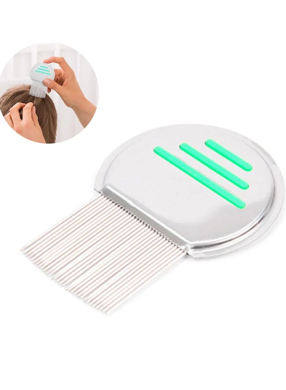 Stainless Steel Style Fine Tooth Lice Comb Metal Nit Safely Removes Children and Adults for Head Lice Green