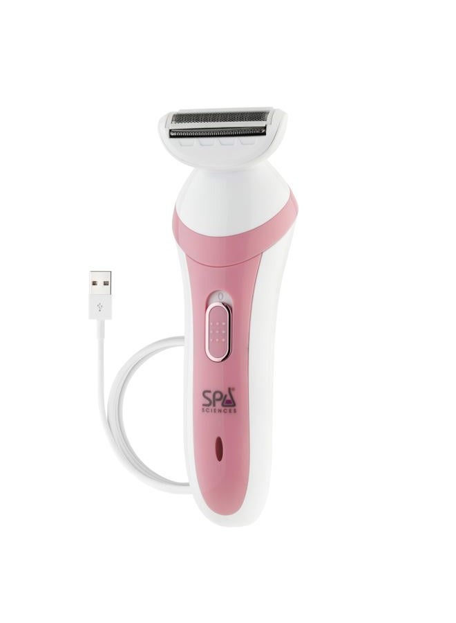 Spa Sciences Ziva Lady Shaver - Advanced Wet & Dry Trimmer - Non-Irritating Shave - for Sensitive Skin - USB Rechargeable - All Skin Types