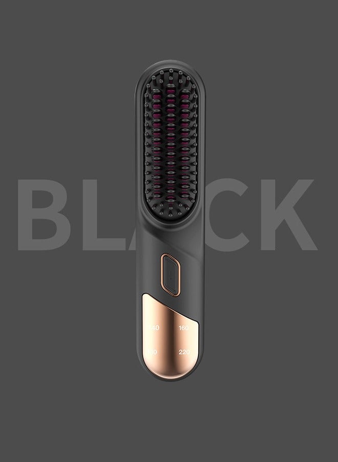 Wireless Hair Straightener Brush Anti-Scald 20s Fast Heating 4Temp Settings Heating LED Display  hair straightener comb  Perfect for All Hair Types  Black