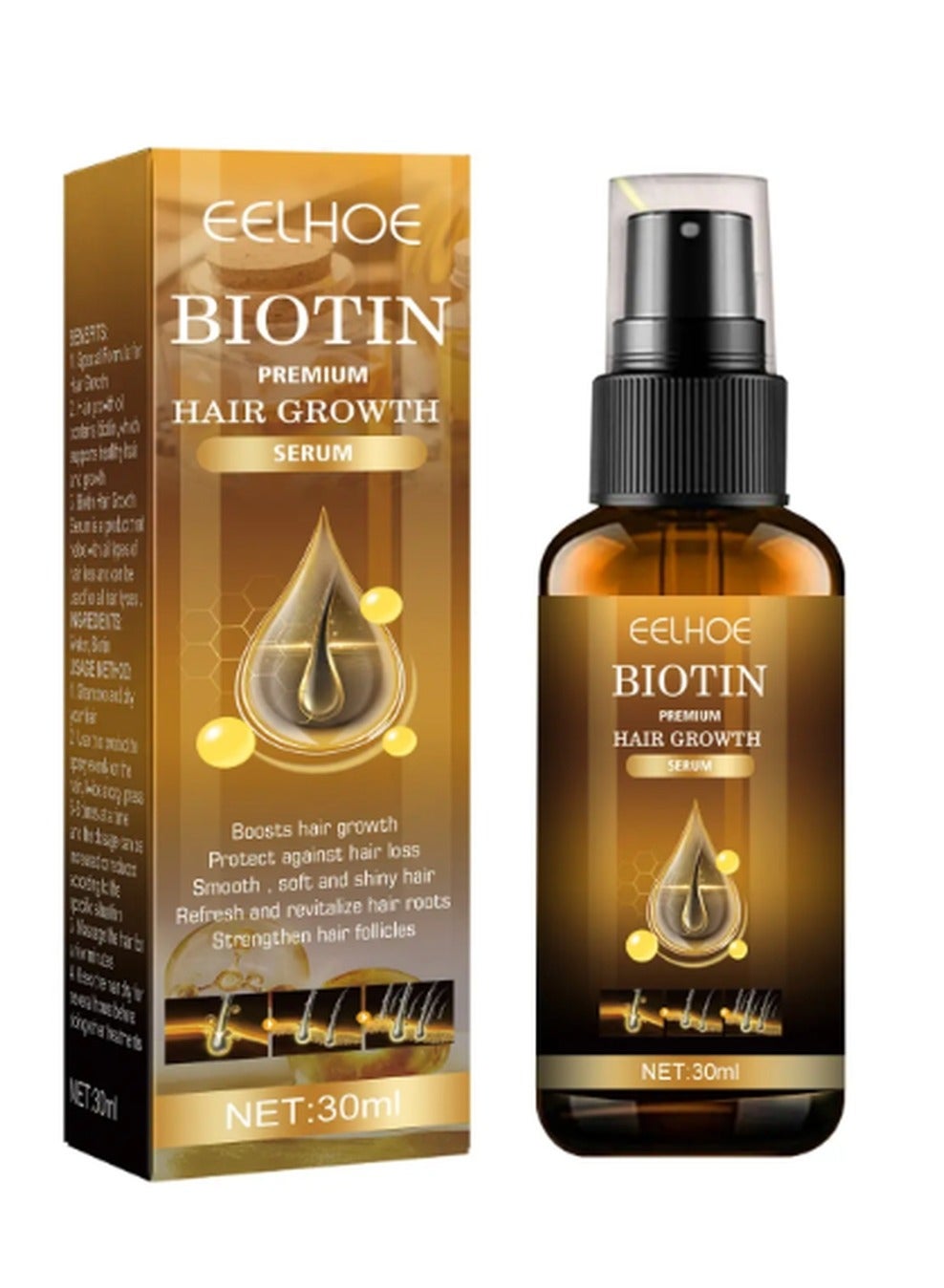 Biotin Hair Growth Spray, Biotin Hair Growth Serum, Hair Growth Serums, Nourishing Hair Spray, Hair Growth Essential Oils, Nourishes Hair and Scalp 30ml (1PC)