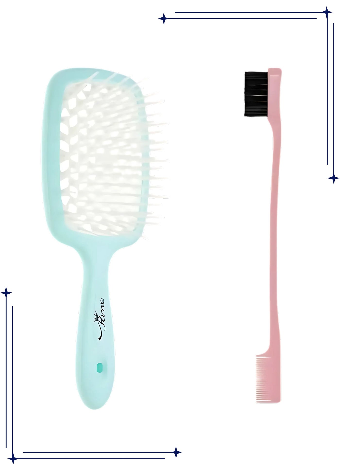 Hair Brush Professional Detangler Superbrush Scalp Massage Comb Paddle Vented Brush for All Hair Types for Men and Women + Hair Edge Brush Eyelash Comb Edge Control Brush Styling Eyebrow Brush