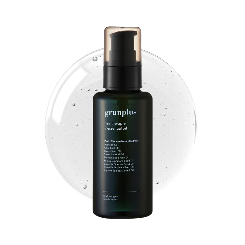 Grunplus Hair Treatment Organic Oil - 3.4 fl oz Pure 100% Cold Pressed Premium Grade Oil Treatment for all types of Hair - Repairs & Hydrates & Shines damaged hair