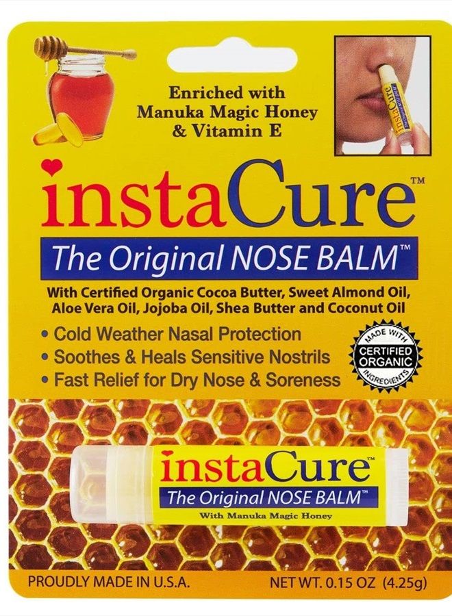 Fast Relief for Cracked, Dry and Sore Noses! InstaCure's Original Nose Balm with Raw Manuka Honey, Plus Coconut Oil, Shea Butter and Other Certified Organic Ingredients. Great Topical for Dogs' Noses!