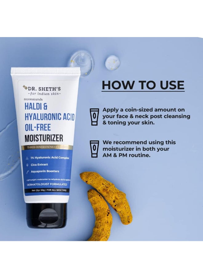 Dr. Sheth’s Haldi And Hyaluronic Acid Oil-Free Moisturizer | Lightweight Moisturiser to Rehydrate Dull Skin | 1% Hyaluronic Acid, Cica Extract And Aquaporin Boosters | Women And Men | 50g - image 4