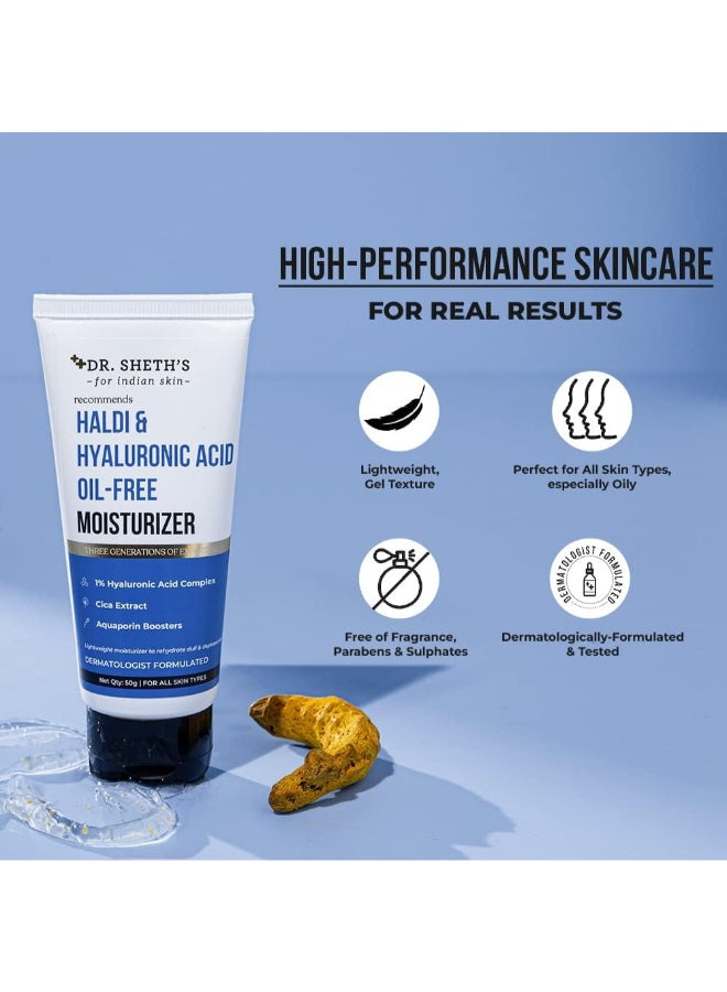 Dr. Sheth’s Haldi And Hyaluronic Acid Oil-Free Moisturizer | Lightweight Moisturiser to Rehydrate Dull Skin | 1% Hyaluronic Acid, Cica Extract And Aquaporin Boosters | Women And Men | 50g - image 5