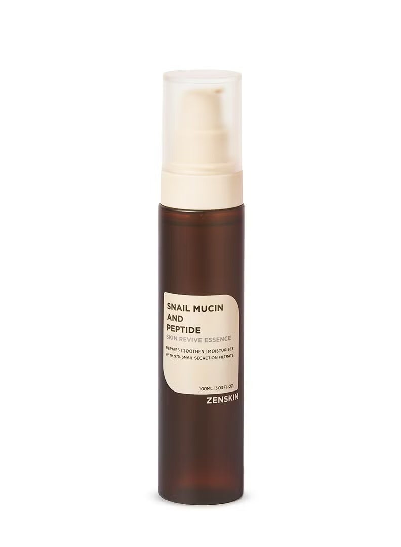 ZENSKIN Snail Mucin & Peptide Skin Revive Essence – 97% Snail Secretion Filtrate with 5 Peptide Complex for Hydration, Repair & Brightening | Korean Anti-Aging Essence for Radiant, Firm Skin (100ml)