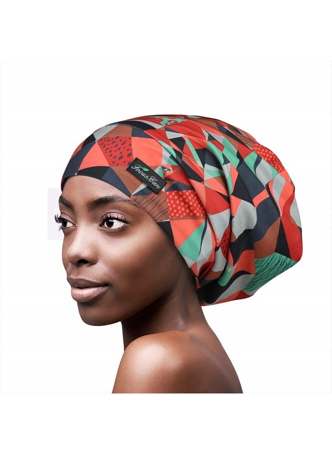 Satin Cap for Curly Hair Sleeping Silk Adjustable Red
