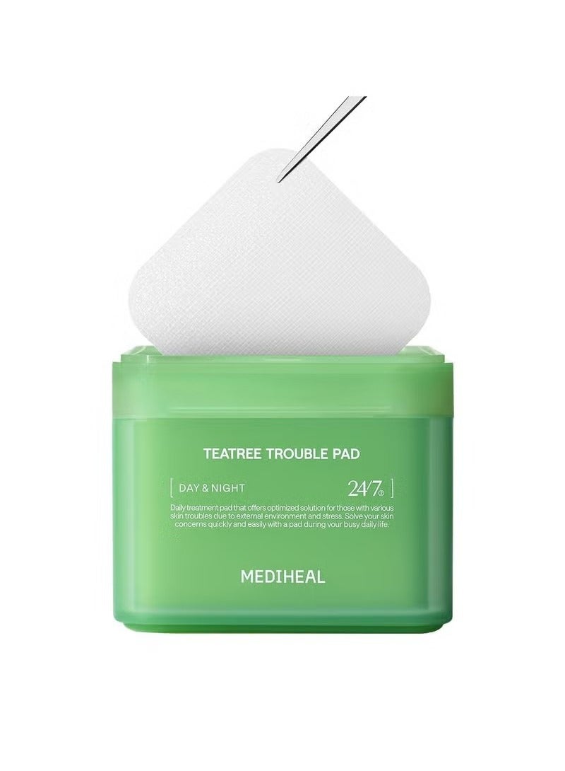 Teatree Trouble Facial Toner Pads with Tea Tree & Lactobacillus - Soothing Cotton Pads for Sensitive & Acne Prone Skin - Vegan Face Gauze, 100 Pads