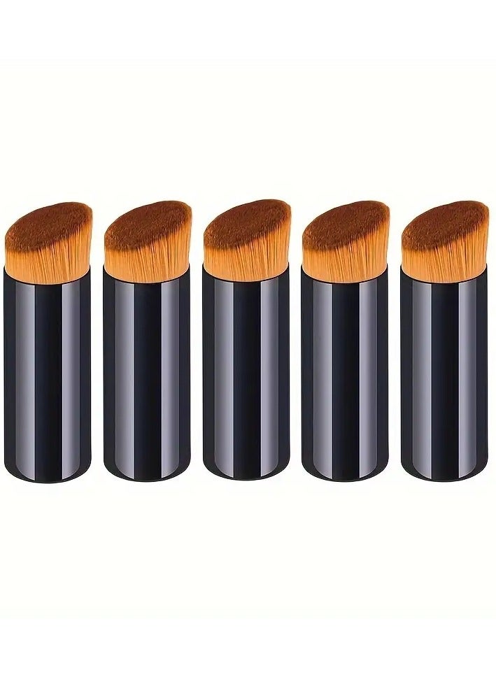 5 PCS Angled Top Foundation Brush Premium Make up Brush for Liquid Blending Cream Powder Blush Buffing Stippling Face Makeup Tools