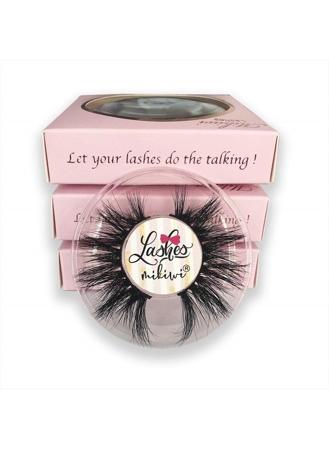 Mink lashes Mikiwi 3 Pairs Eyelashes D384-3, Real Mink Eyelashes, Fluffy Mink Lashes, Thick HandMade Full Strip Lashes, Cruelty Free Luxury Makeup Dramatic Lashes, 20mm 3D Mink Lashes