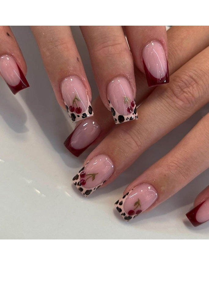 24 Piece Press On Nail,Fake Nails ,Fashionable And Elegant,Manicure Wearable Fake Nail Stickers Removable Finished Nail Accessories,Fake Acrylic Nails With Kit.