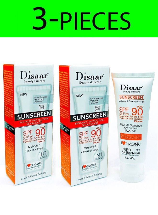 3 Pieces Sunscreen Instant Protection Foundation SPF 90