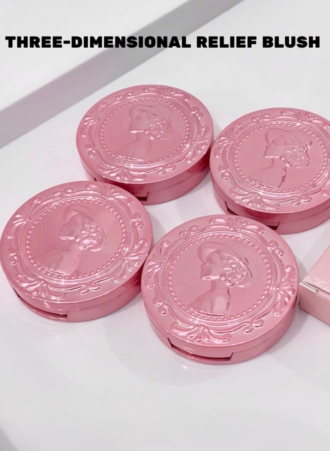 Three-dimensional relief blush matte color whitens the skin, suitable for dark skin Pink color