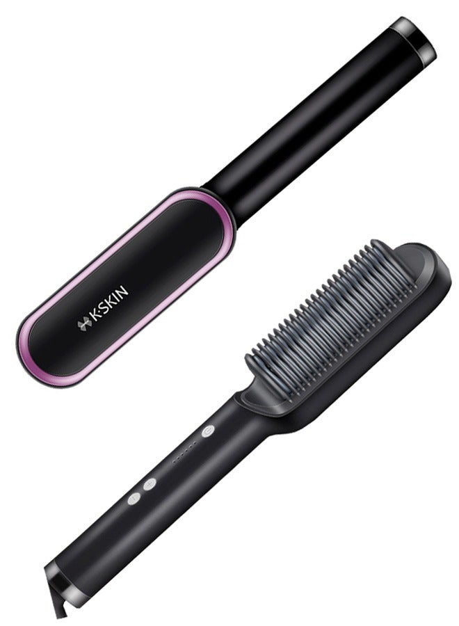Hair Straightener Brush Hair Straightening Iron with Built-in Comb, 20s Fast Heating 5 Gears Settings Anti-Scald Perfect for Professional Salon at Home