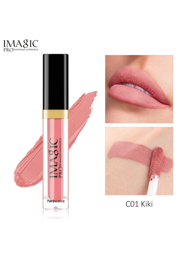 IMAGIC Velvet Lipgloss | 12 Vibrant Colors | Long-Lasting, Highly Pigmented Formula | Soft Applicator for Easy Application (C01 KIKI, 7ML)