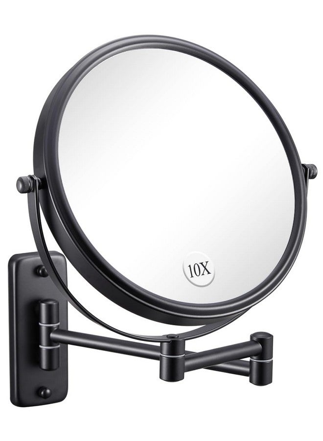 Wall Mounted Makeup Mirror1X10X Magnifying Mirror For Wall 8 Inch Double Sided 360° Swivel Extendable Bathroom Mirror For Shaving Black