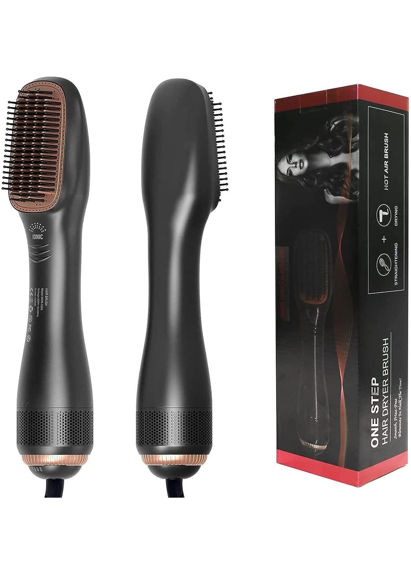 3-in-1 Hair Dryer Brush & Straightener – Professional 1200W Ceramic Tourmaline Ionic Hot Air Brush for Women, One Step Hair Dryer and Volumizer with 3 Heat/2 Speed Settings, Anti-Frizz Styling Tool for All Hair Types