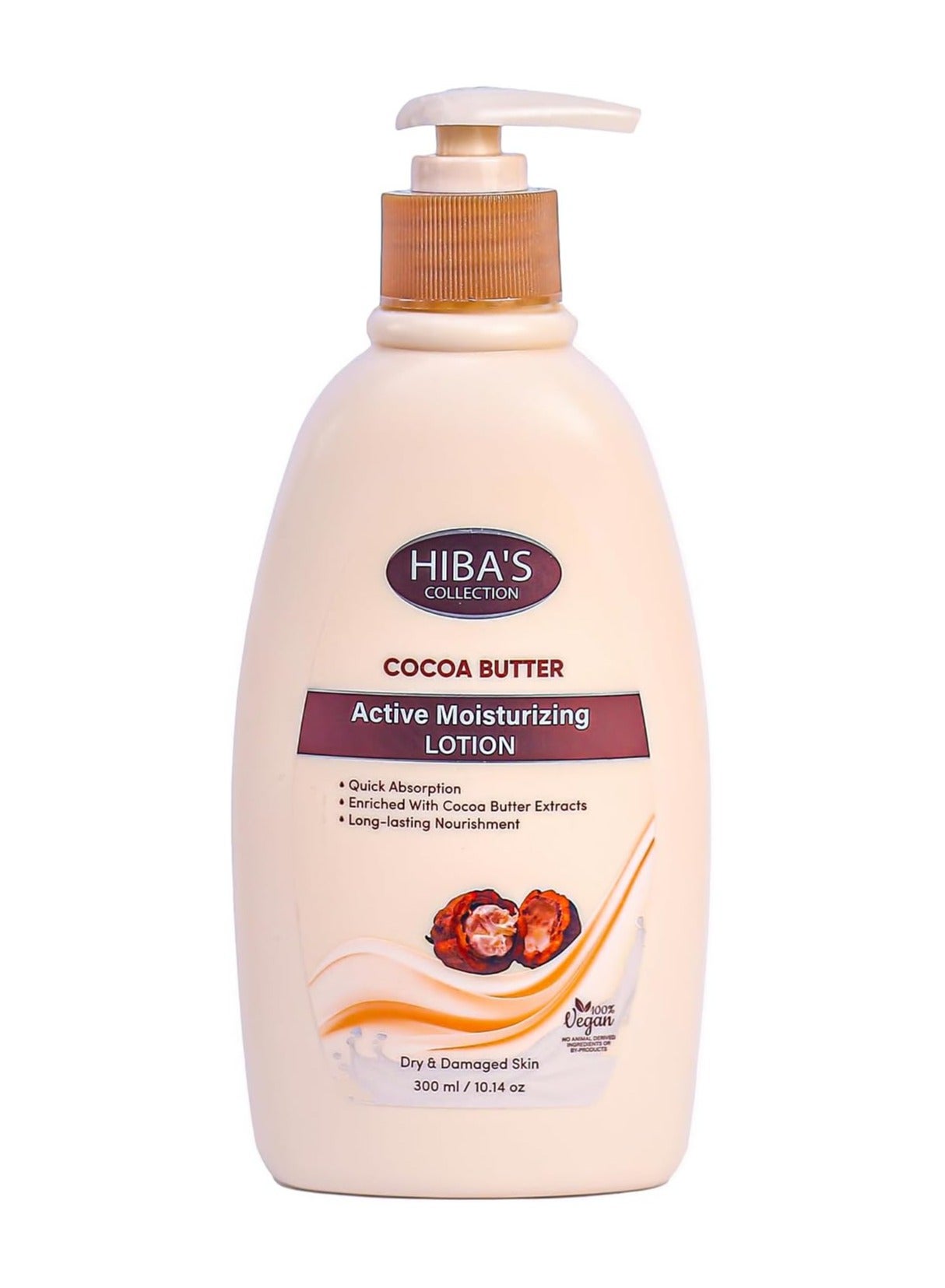 HIBA'S COLLECTION Active Moisturizing Lotion for Dry & Damaged Skin Quick Absorption Long Lasting Nourishment 300ml 10.14 oz