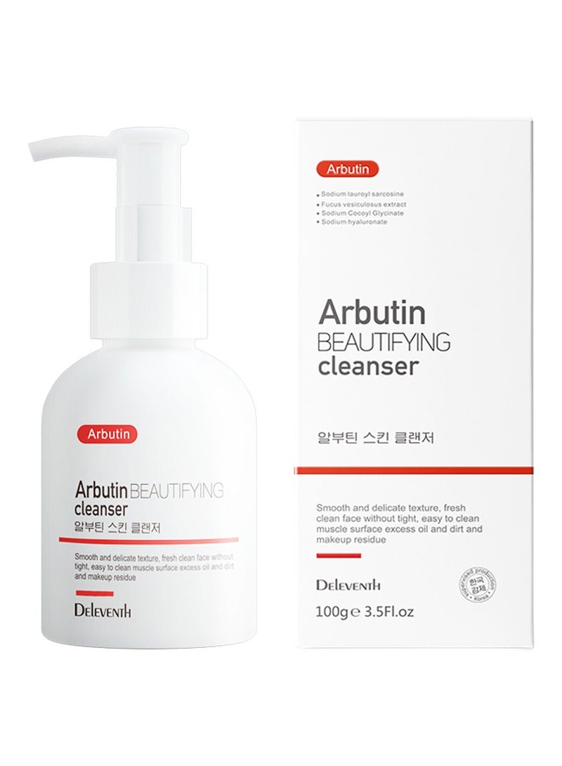 DEleventh Korean Brand α-Arbutin Facial Cleanser 100g / Hydrates, Evens Skin Tone, Controls Oil, Gently Cleanses, Removes Acne, and Anti-Oxidant Formula for a Radiant, Smooth Complexion