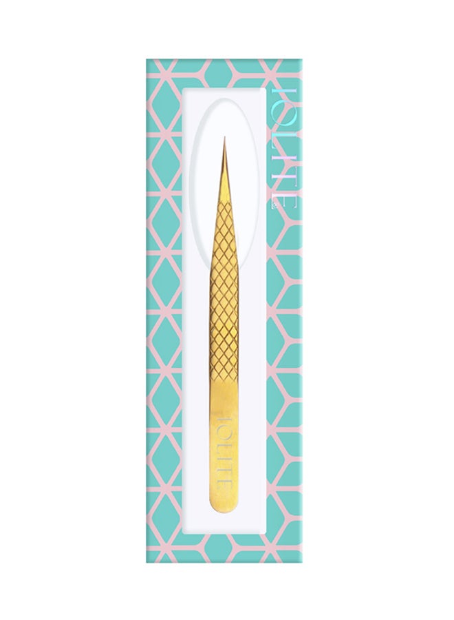 Firm Tweezers For Eyelash Grafting Eye Lashes Extension Tool Straight Gold Coated
