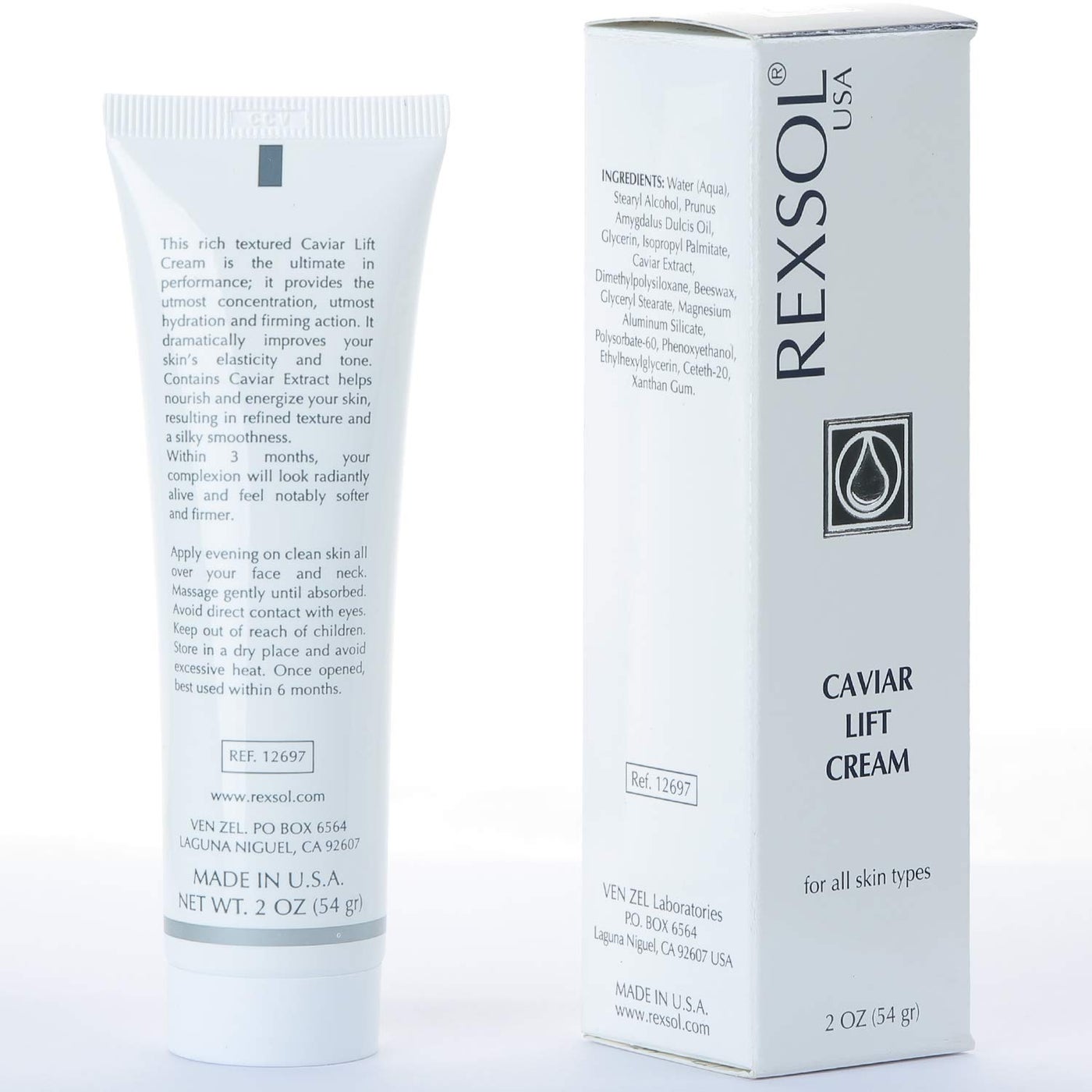 REXSOL Caviar Lift Cream | Contains Prunus Amygdalus Dulcis Oil, Glycerin, Beeswax & Caviar Extract | Improves your skinâ€™s elasticity and tone| Utmost hydration and firming action(54 gr/2 fl oz)